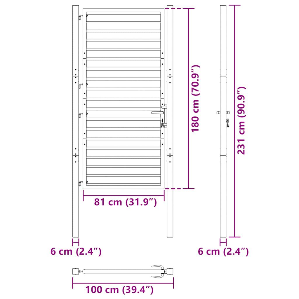 Gartentor 180 cm Hoch