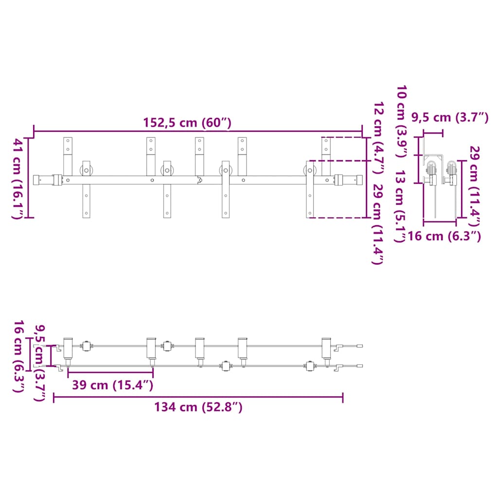 Schiebetür Schiene 2-Läufig