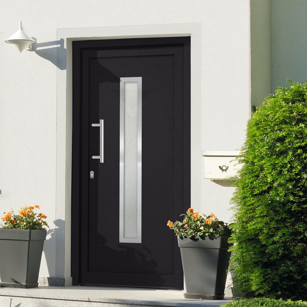 Haustür Mit Seitenteil Anthrazit