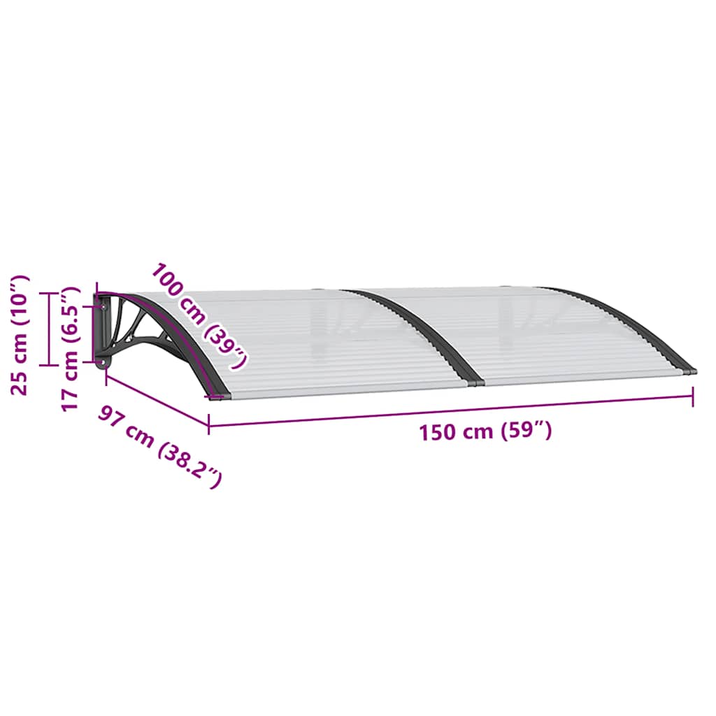 Vordach 150 cm Tief