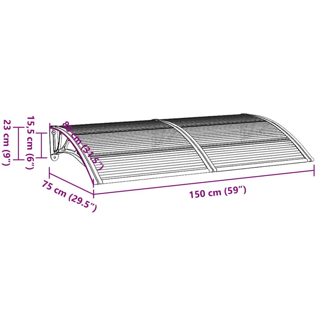Vordach 150 cm breit