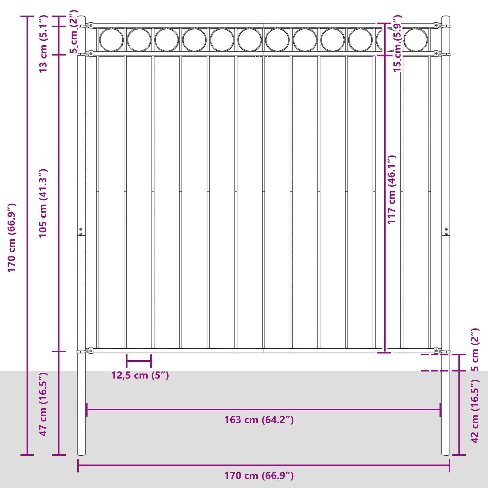 Gartenzaun Metall Anthrazit